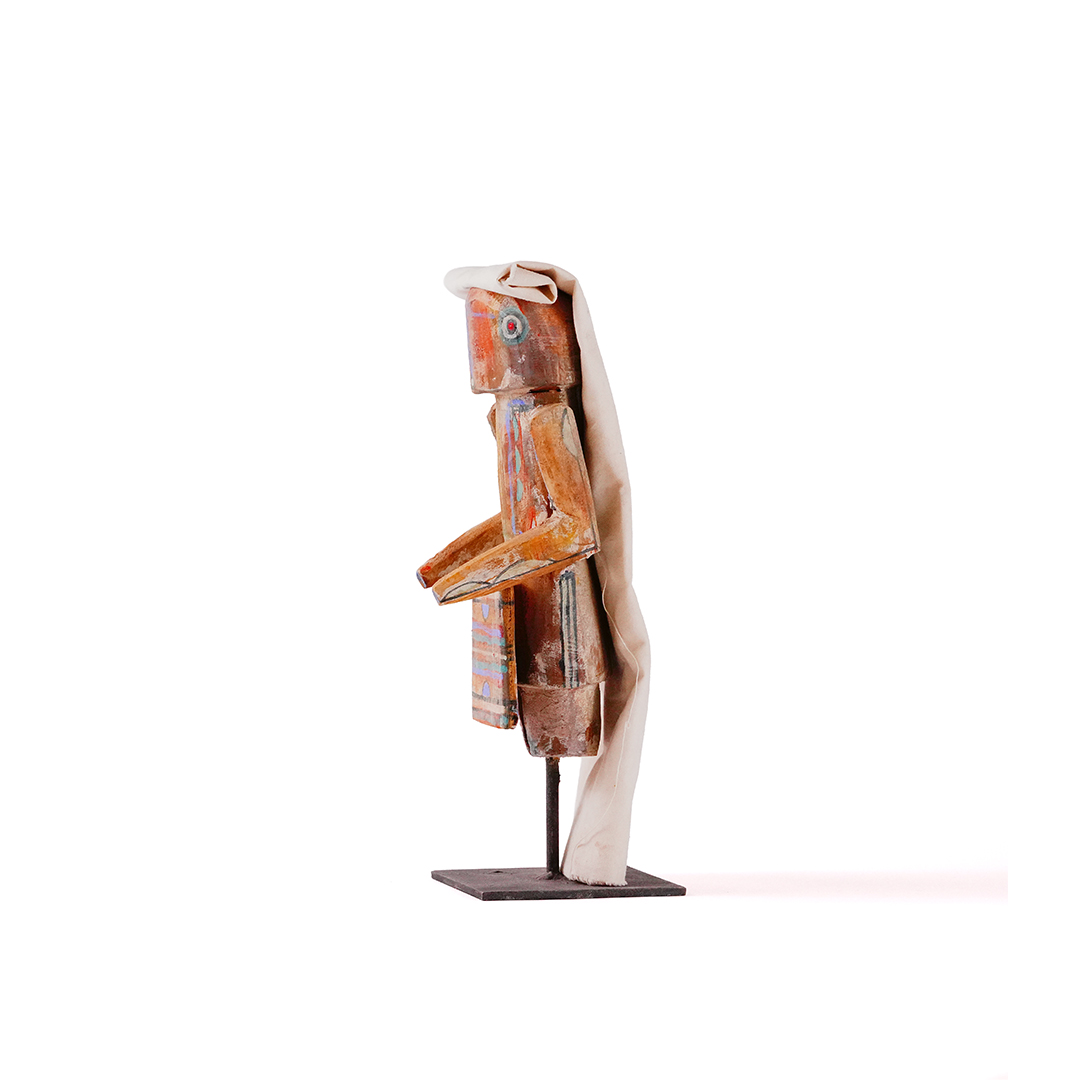 Harvey, Sheldon Stylized Wood Sculpture With Canvas Headdress