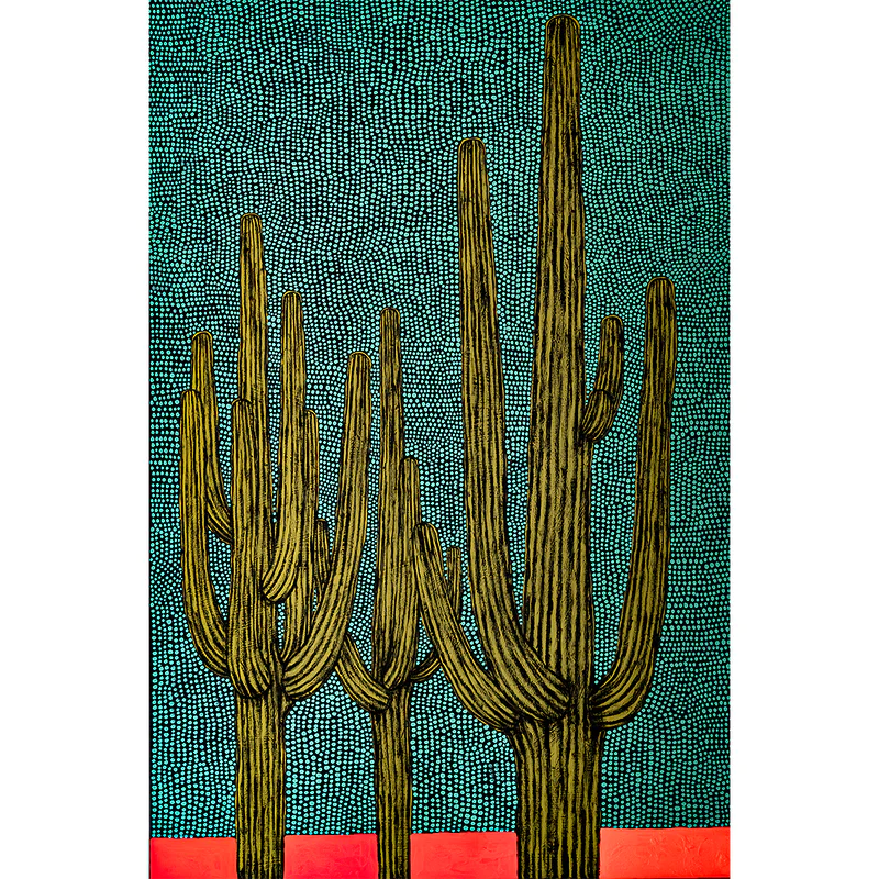 Big Saguaros Image of Original artwork 24 x 36 inches, acrylic on canvas