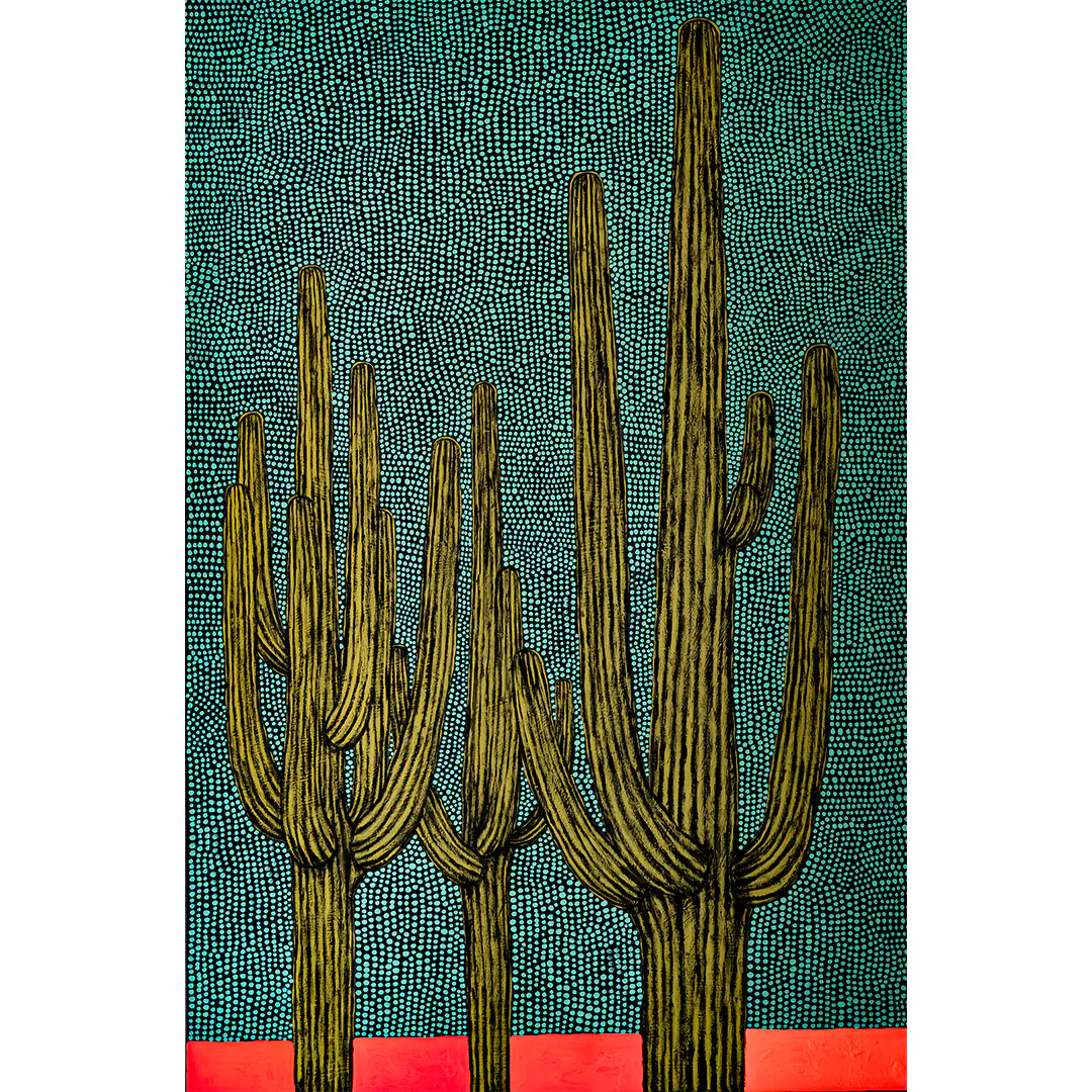Big Saguaros Image of Original artwork 24 x 36 inches, acrylic on canvas