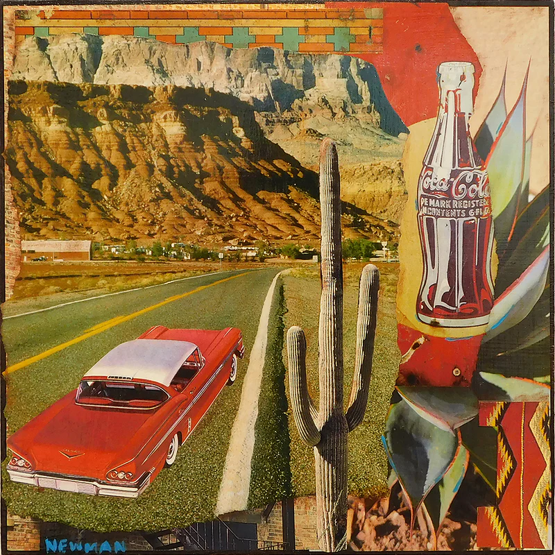 Newmna, Dave Mixed Media Painting "Red Car” 1414"