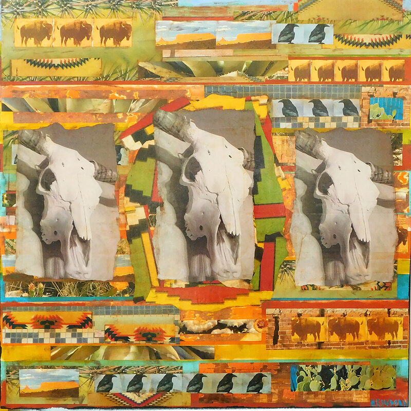 Newman, Dave Mixed Media Painting "Three Skulls"