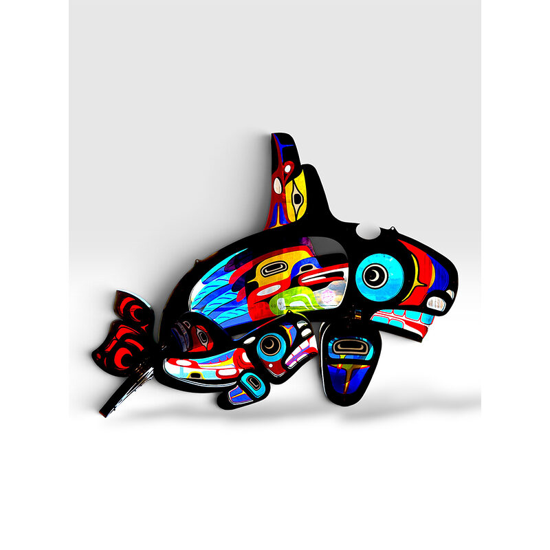 Marvin Oliver cast and fused glass orca maquette