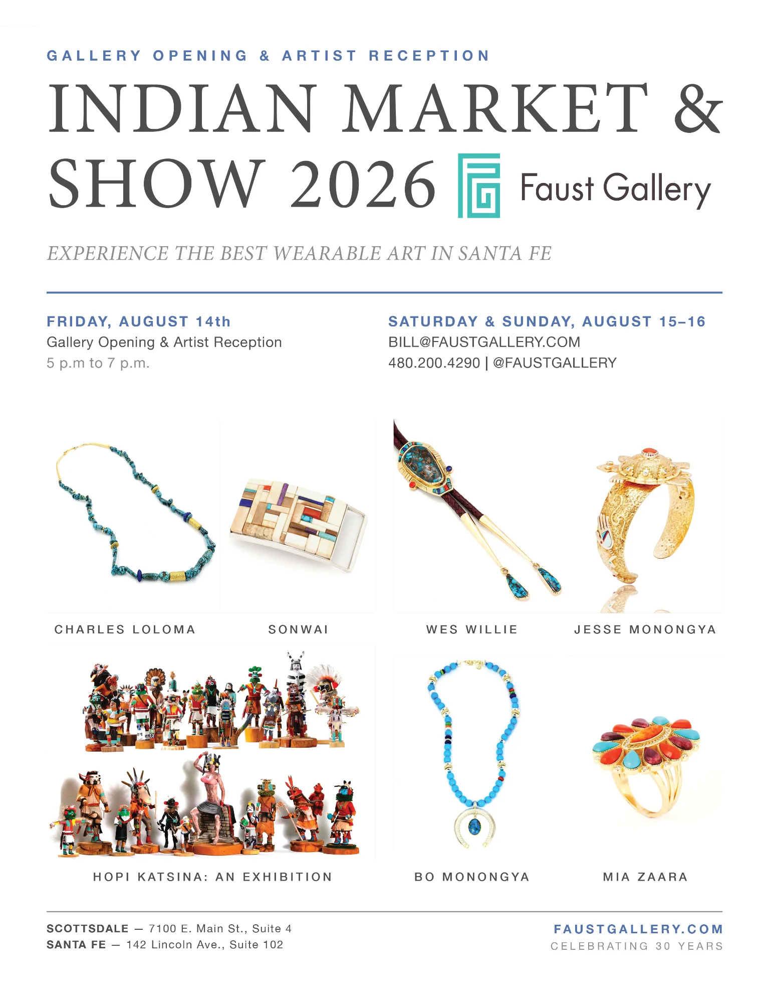 Faust Gallery — Indian Market & Show 2026, Santa Fe, August 14–16, 2026
