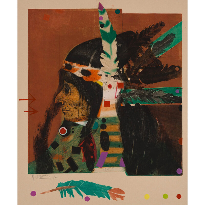 Lasasnky, Mauricio Intaglio Etching "Indian Chief Wounded Feather" (1979)
