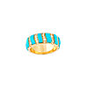 Mia Zaara Hamdouni turquoise inlay ring with Sleeping Beauty turquoise panels framed by rows of diamonds in a 14k gold band