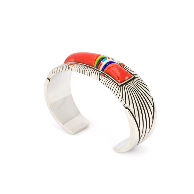 Yazzie, Raymond Sterling Silver Bracelet “Multi-Stone Inlay”