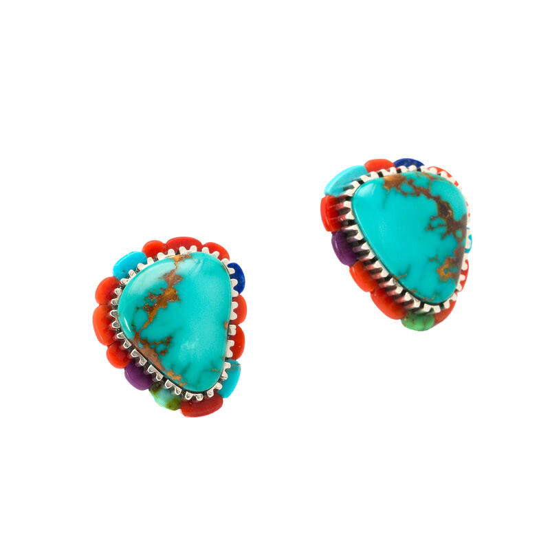 Tsosie, Boyd Sterling Silver Earrings "Turquoise with Inlaid Accents"
