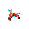 Carl and Irene Clark micro inlay dog pin in sterling silver with turquoise, coral and lapis mosaic and a Yei figure on the body