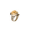 Mike Bird Romero sterling silver ring with a hand-carved bone face and silver accents around the bezel