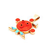 Jesse Monongya Mud Head kachina pendant in 14k gold with a coral face, jet-set eyes and mouth, and inlaid opal, turquoise, lapis, and mother of pearl feathers